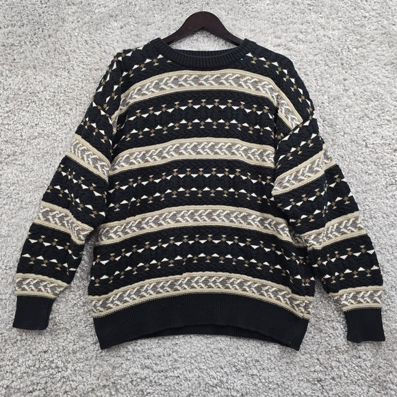 Geoffrey Beene Mens Cotton 3D Knit Sweater Size XL Grunge Retro Academia - Picture 1 of 12